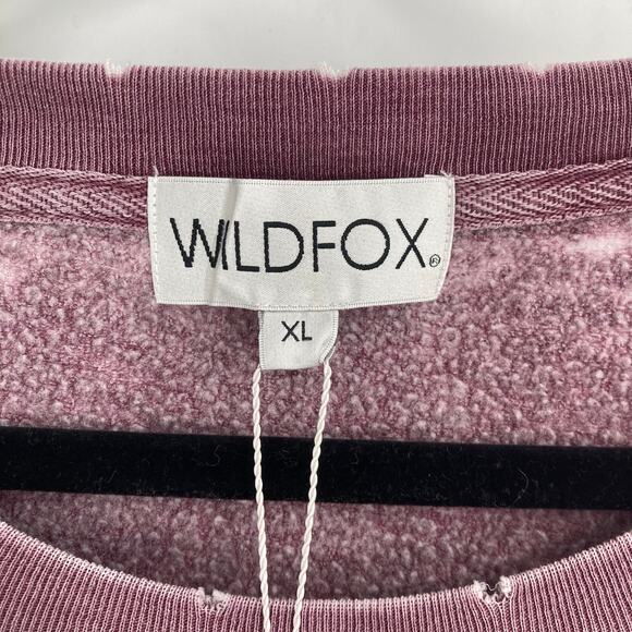 Wildfox Frisky Roadtrip Whiskey Worn Purple Green Slub Sweatshirt Women’s XL NEW - Picture 5 of 13